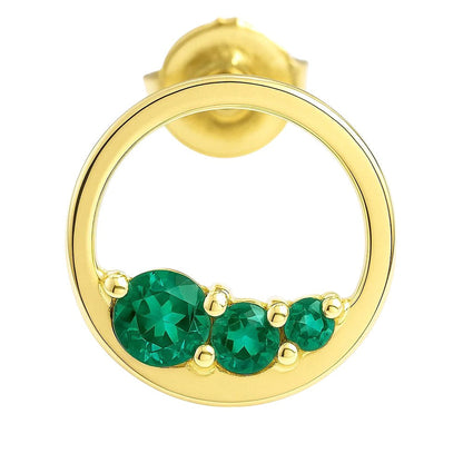 18K Gold Over Brass Round Cut Gemstones Stud Earrings Jewelry EM-1294 TGE1039