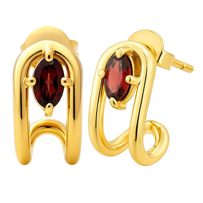 18K Gold Over Brass Oval Cut Gemstones Stud Earrings Jewelry EM-1297 TGE1042