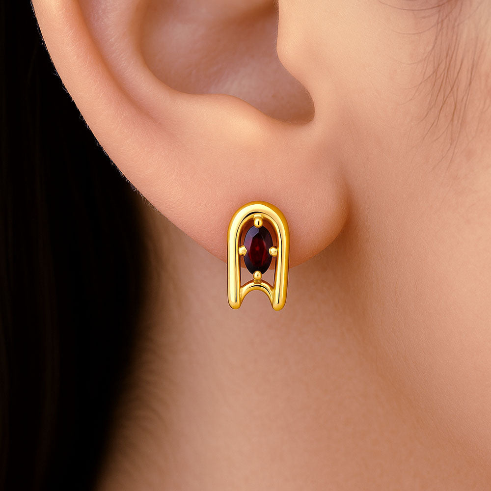 18K Gold Over Brass Oval Cut Gemstones Stud Earrings Jewelry EM-1297 TGE1042