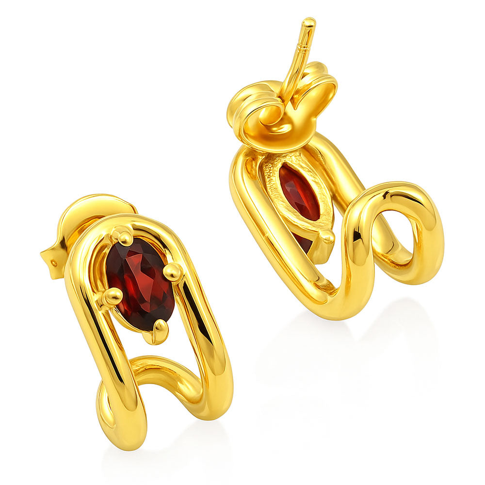 18K Gold Over Brass Oval Cut Gemstones Stud Earrings Jewelry EM-1297 TGE1042