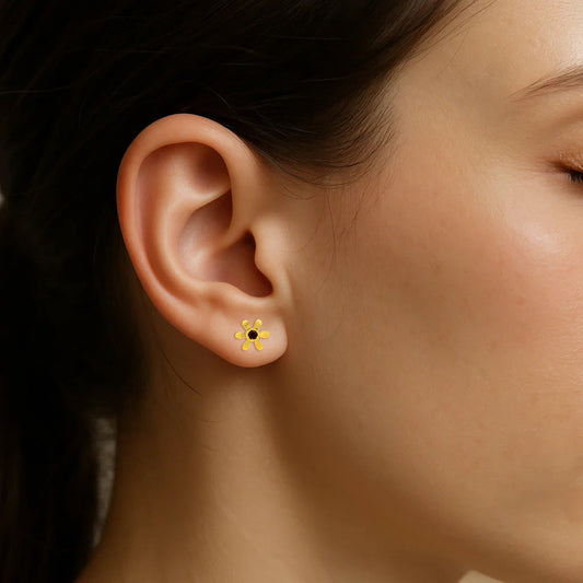 18K Gold Over Brass Round Cut Gemstones Stud Earrings Jewelry EM-1287 TGE1043