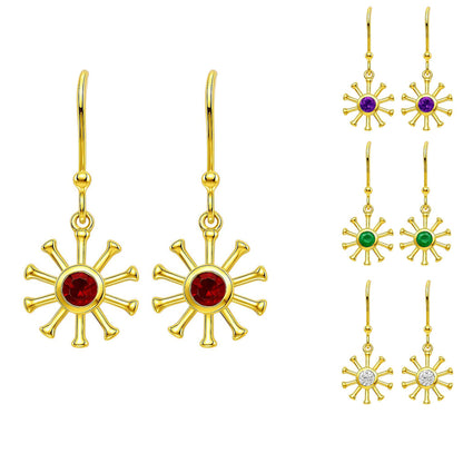 18K Gold Over Brass Round Cut Gemstones Earrings Jewelry EM-1288 TGE1044