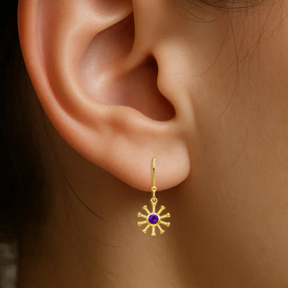 18K Gold Over Brass Round Cut Gemstones Earrings Jewelry EM-1288 TGE1044