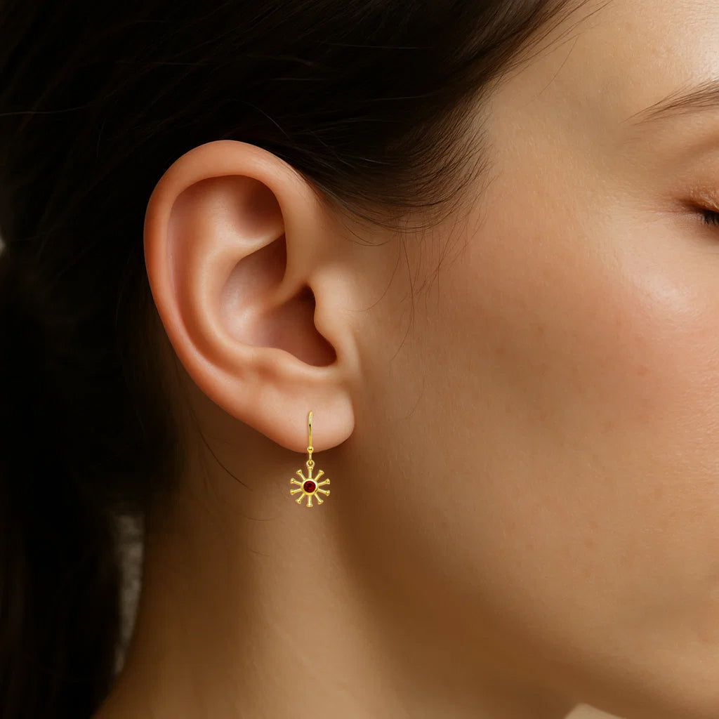 18K Gold Over Brass Round Cut Gemstones Earrings Jewelry EM-1288 TGE1044