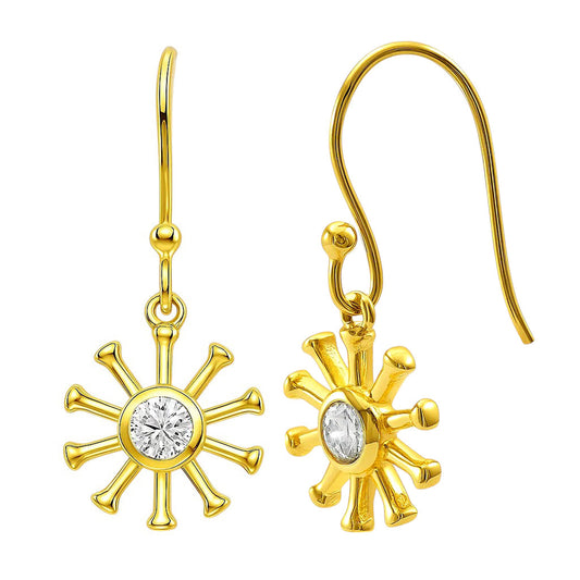 18K Gold Over Brass Round Cut Gemstones Earrings Jewelry EM-1288 TGE1044