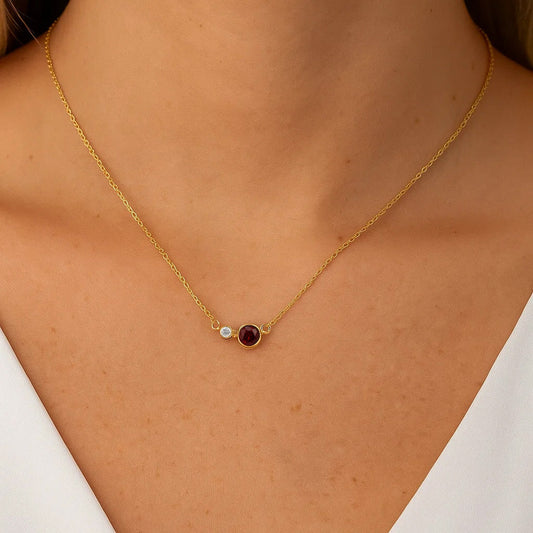 18K Gold Over Brass Round Cut Gemstones Necklace Jewelry EN-1038 TGN1007