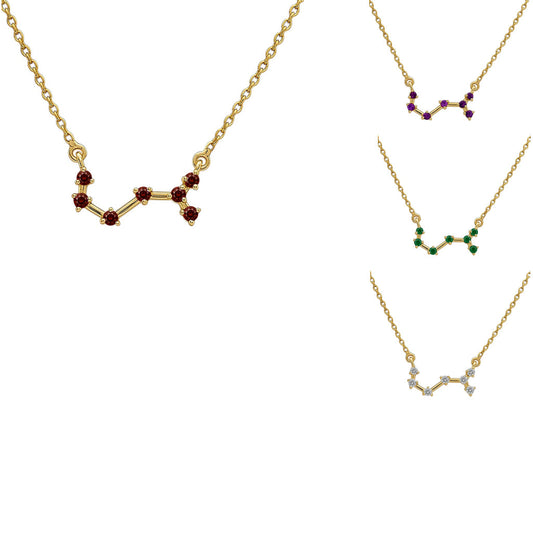 18K Gold Over Brass Round Cut Gemstones Necklace Jewelry EN-1039 TGN1008-0