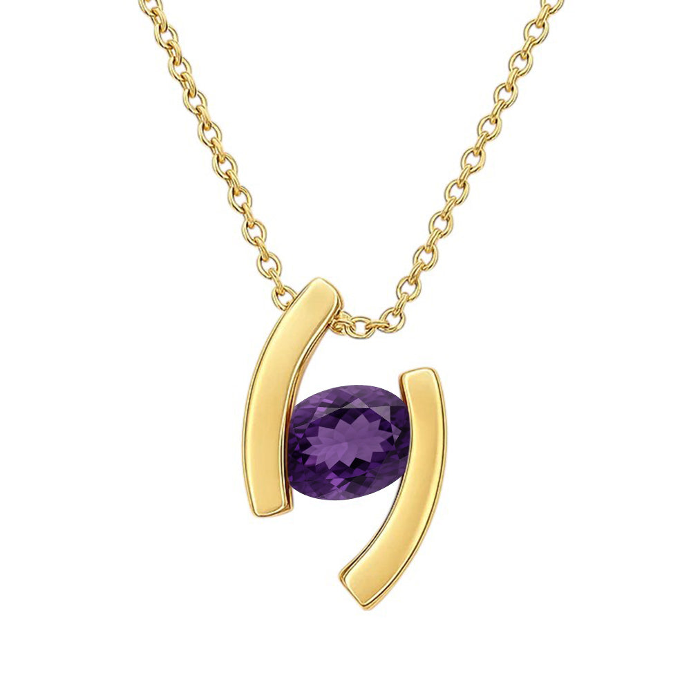 18K Gold Over Brass Oval Cut Gemstones Necklace Jewelry EN-1037 TGN1009-5