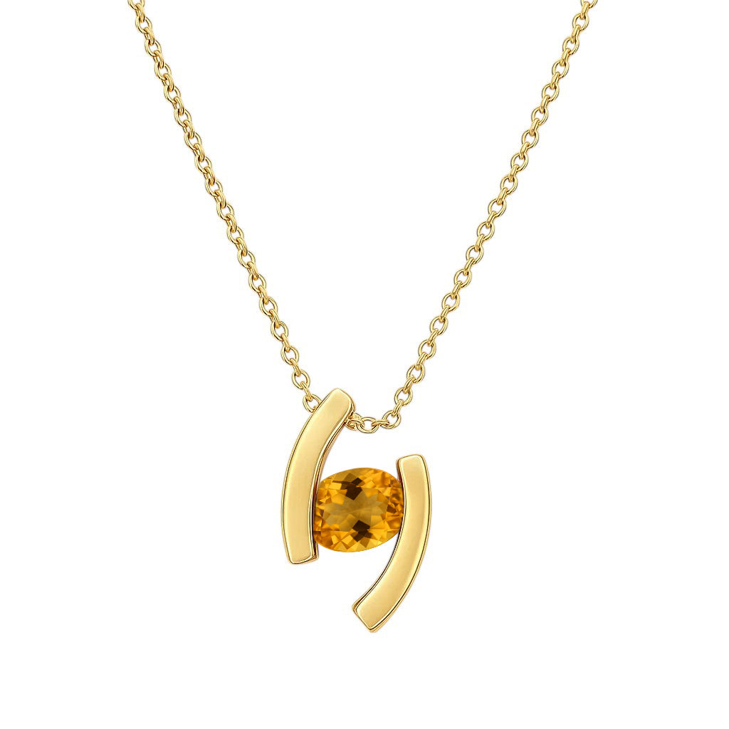 18K Gold Over Brass Oval Cut Gemstones Necklace Jewelry EN-1037 TGN1009-6