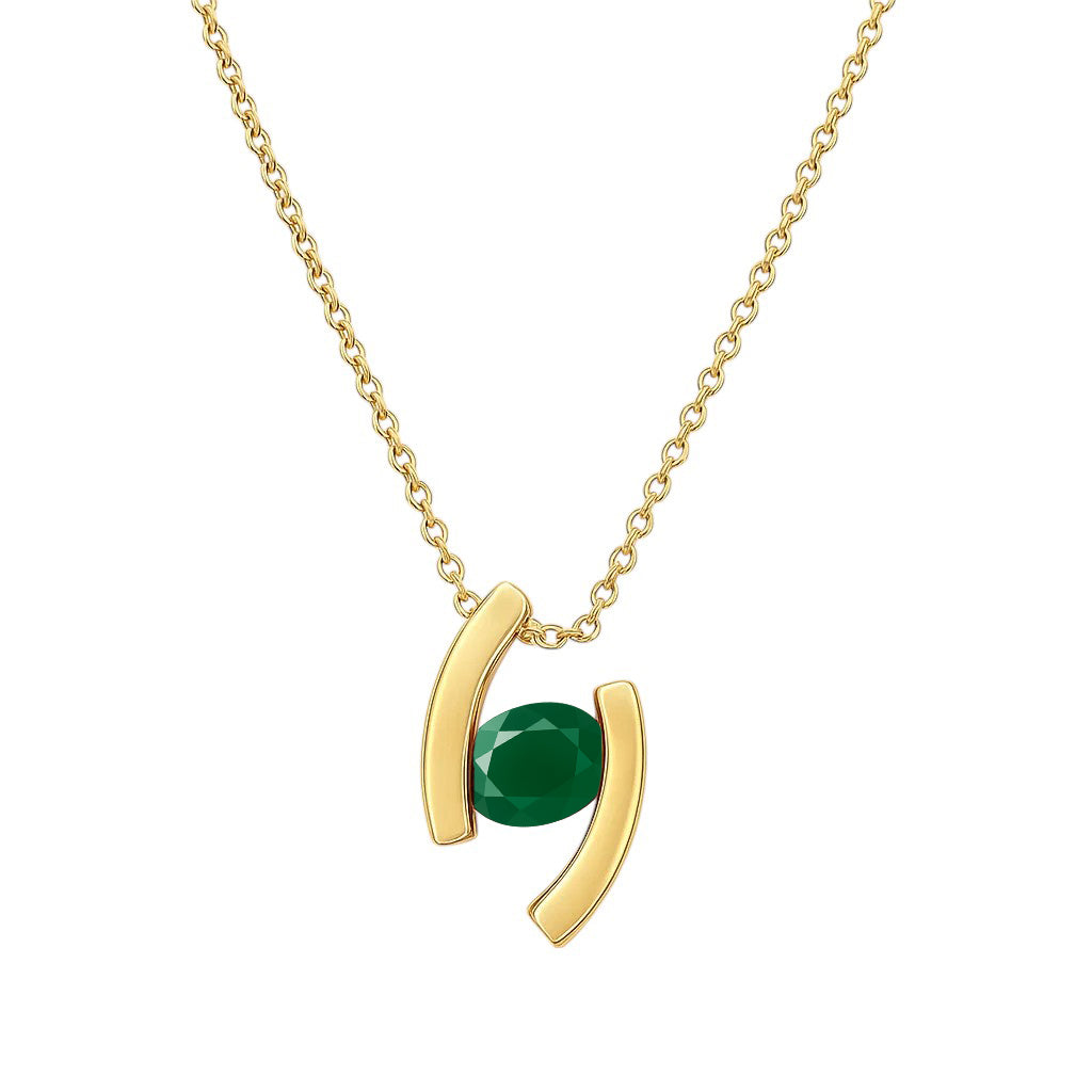 18K Gold Over Brass Oval Cut Gemstones Necklace Jewelry EN-1037 TGN1009-7