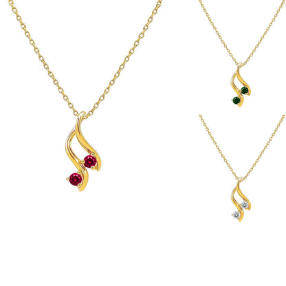 18K Gold Over Brass Round Cut Gemstones Necklace Jewelry EN-1036 TGN1010