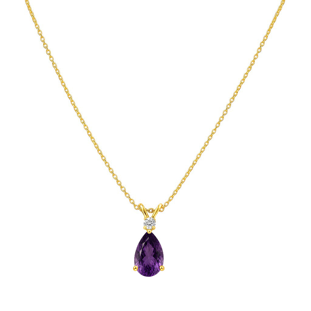 18K Gold Over Brass Pear Cut Gemstones Necklace Jewelry EN-1040 TGN1011-2