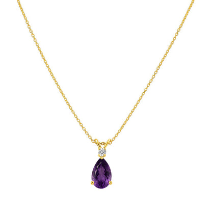 18K Gold Over Brass Pear Cut Gemstones Necklace Jewelry EN-1040 TGN1011-2
