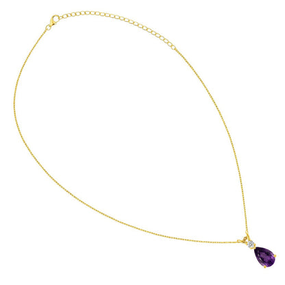 18K Gold Over Brass Pear Cut Gemstones Necklace Jewelry EN-1040 TGN1011-4