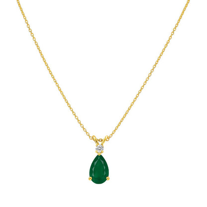 18K Gold Over Brass Pear Cut Gemstones Necklace Jewelry EN-1040 TGN1011-5