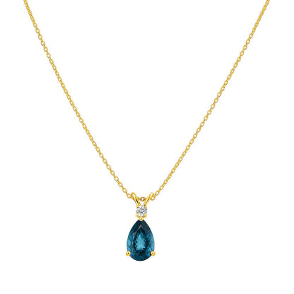 18K Gold Over Brass Pear Cut Gemstones Necklace Jewelry EN-1040 TGN1011-6