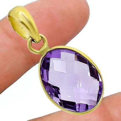 18K Gold Over Brass Natural Gemstones Oval Shape Pendant Jewelry TGP1001 PM-1001