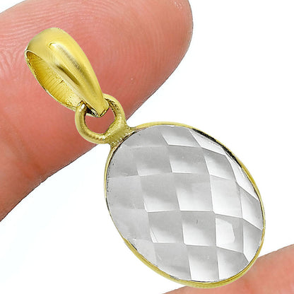 18K Gold Over Brass Natural Gemstones Oval Shape Pendant Jewelry TGP1001 PM-1001