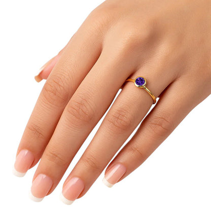 18K Gold Over Brass Round Cut Gemstones Ring Jewelry Size 5-8 RM-1775 TGR1049