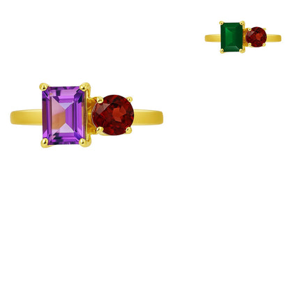 18K Gold Over Brass Baguette Cut Gemstones Ring Jewelry Size 5-8 RM-1778 TGR1051