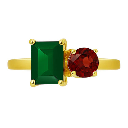 18K Gold Over Brass Baguette Cut Gemstones Ring Jewelry Size 5-8 RM-1778 TGR1051