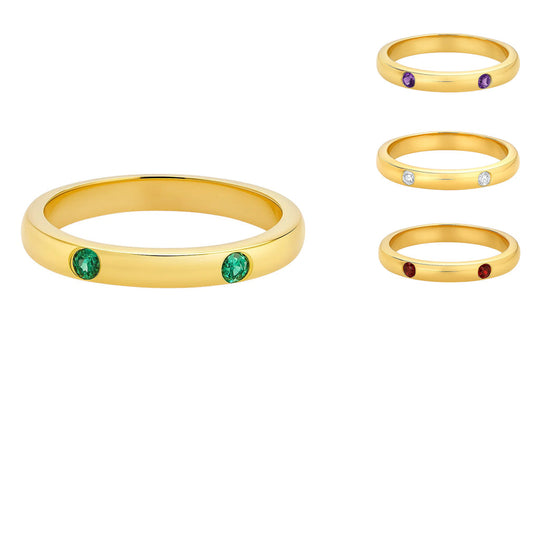18K Gold Over Brass Round Cut Gemstones Ring Jewelry Size 5-8 RM-1780 TGR1053