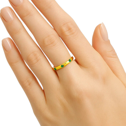18K Gold Over Brass Round Cut Gemstones Ring Jewelry Size 5-8 RM-1780 TGR1054