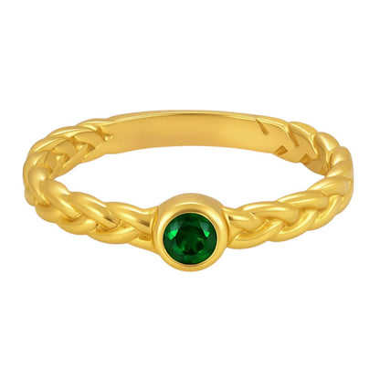18K Gold Over Brass Round Cut Gemstones Ring Jewelry Size 5-8 RM-1063 TGR1056