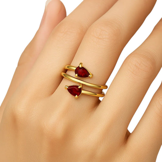 18K Gold Over Brass Pear Cut Gemstones Ring Jewelry Size 5-8 RM-1781 TGR1058