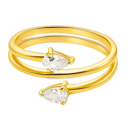 18K Gold Over Brass Pear Cut Gemstones Ring Jewelry Size 5-8 RM-1781 TGR1058