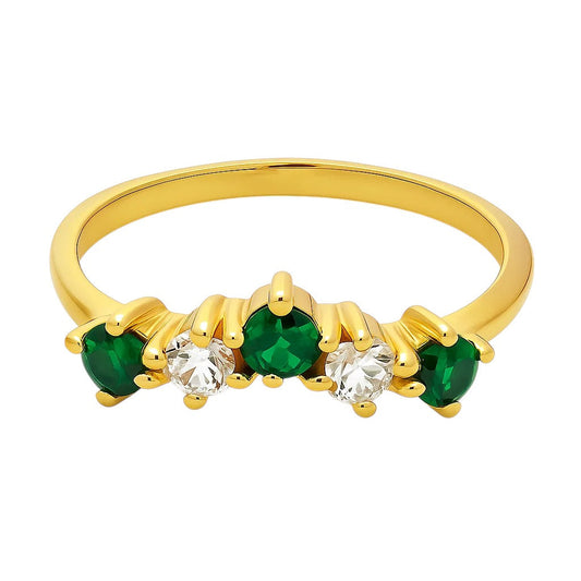18K Gold Over Brass Round Cut Gemstones Ring Jewelry Size 5-8 RM-1782 TGR1059
