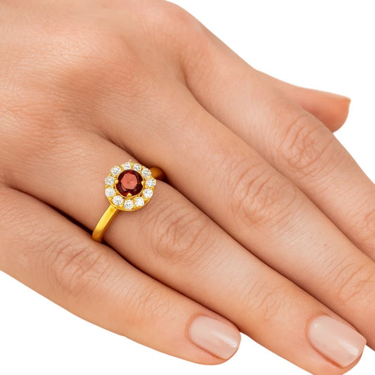 18K Gold Over Brass Round Cut Gemstones Ring Jewelry Size 5-8 RM-1784 TGR1061