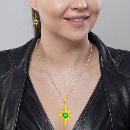 18K Gold Over Brass Natural Gemstones Round Shape Jewelry Set TGT1001 TM-1009