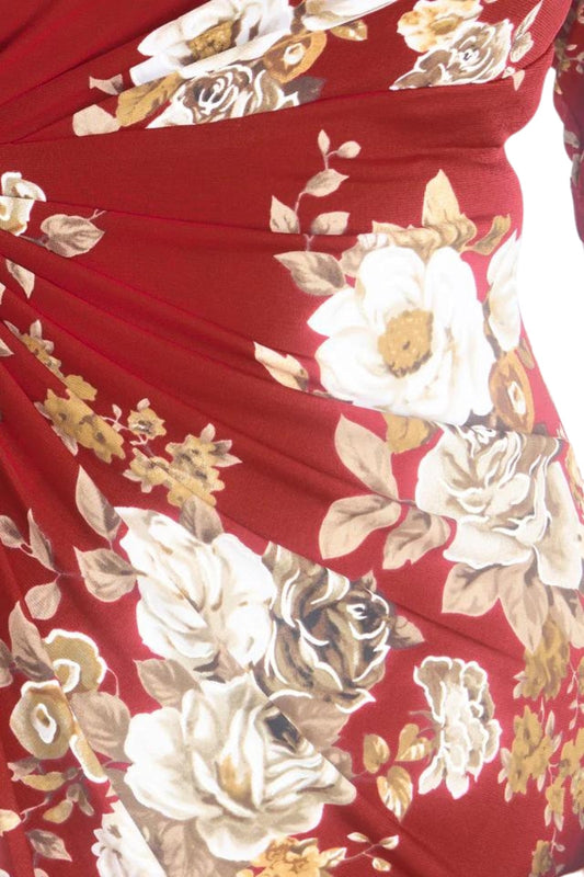 Connected Apparel Short Sleeve Knee Length Faux Wrap Dress