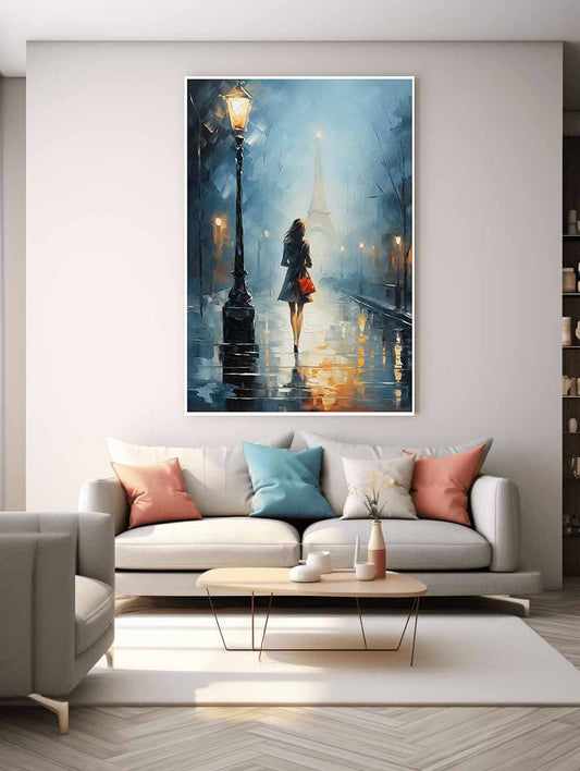 Girl Street Light Modern Canvas Art Print