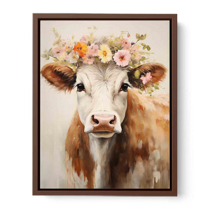 Brown Cow Canvas Painting Artwork