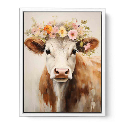Brown Cow Canvas Painting Artwork