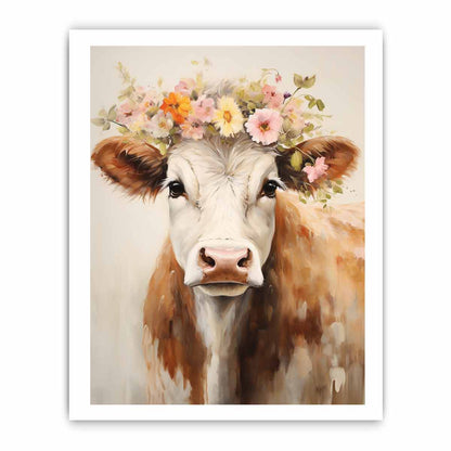 Brown Cow Canvas Painting Artwork