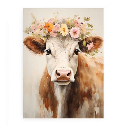 Brown Cow Canvas Painting Artwork