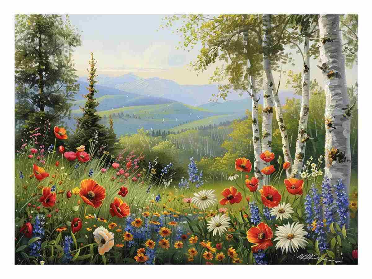 Landscape Flowers Painting
