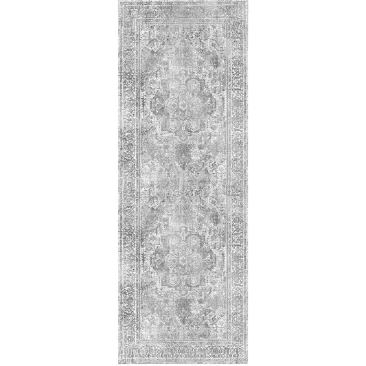 Distressed Vintage Chilaz in Grey : Runner Rug-0