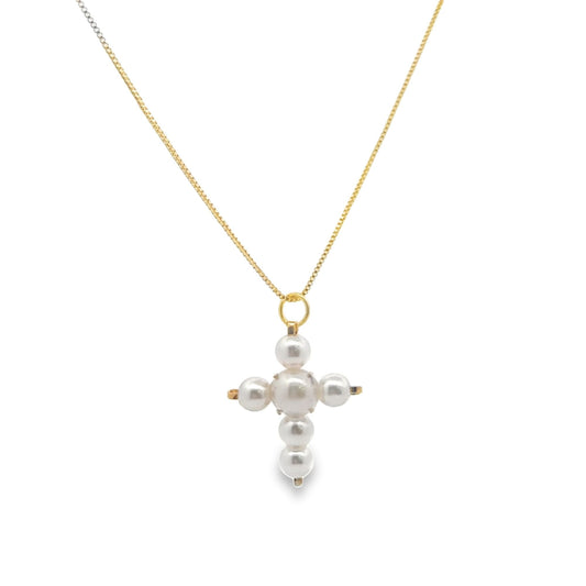 Pearl Cross Necklace (H155A)