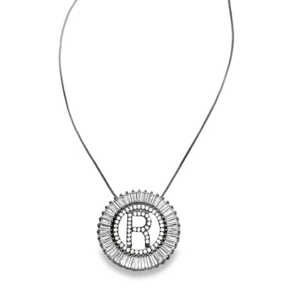 Initial Name Necklace With Multi Color CZ Cubic Zirconia Stones (G68)