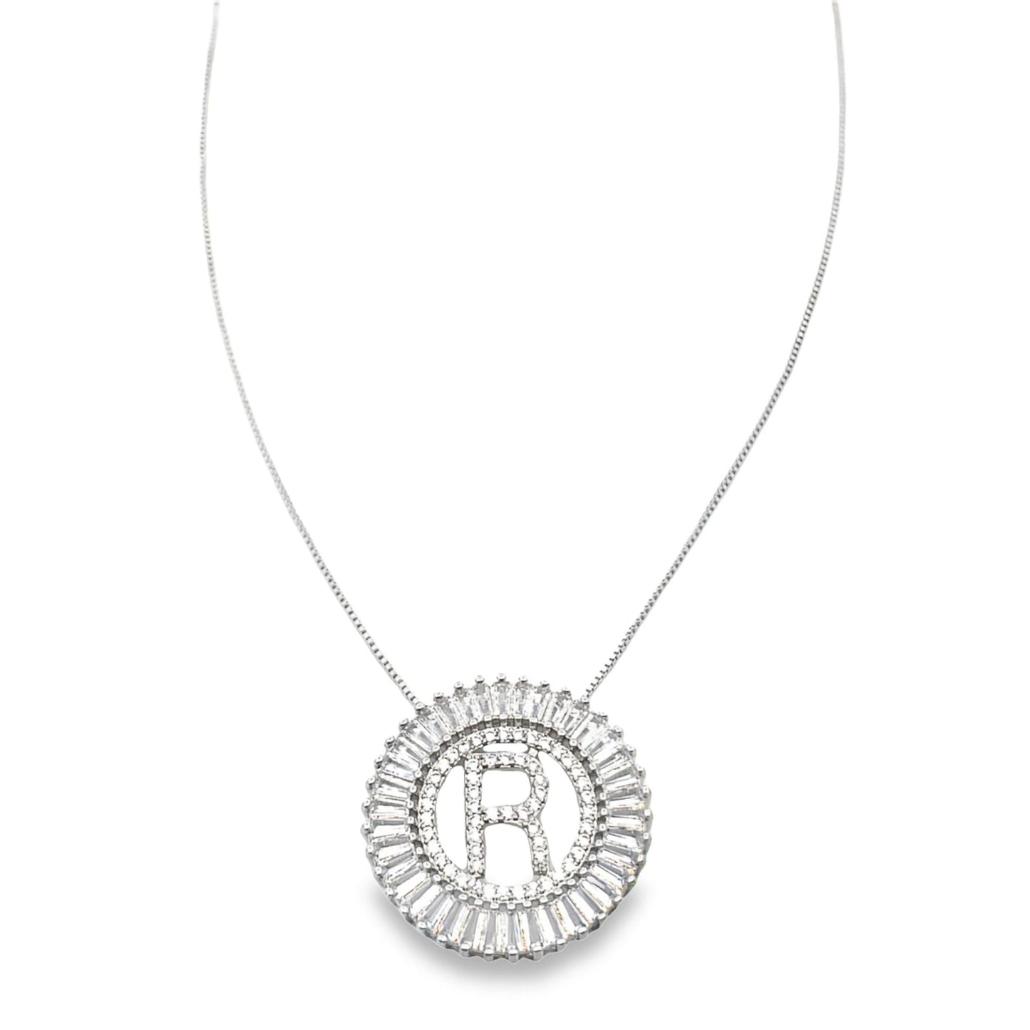 Initial Name Necklace With Multi Color CZ Cubic Zirconia Stones (G68)