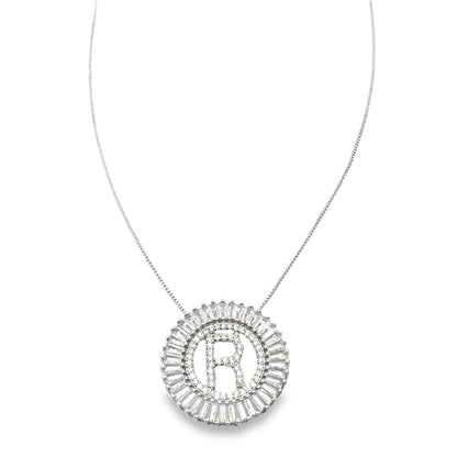 Initial Name Necklace With Multi Color CZ Cubic Zirconia Stones (G68)