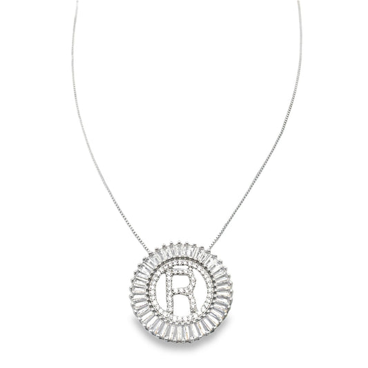 Initial Name Necklace With Multi Color CZ Cubic Zirconia Stones (G68)