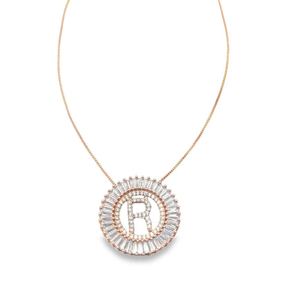 Initial Name Necklace With Multi Color CZ Cubic Zirconia Stones (G68)