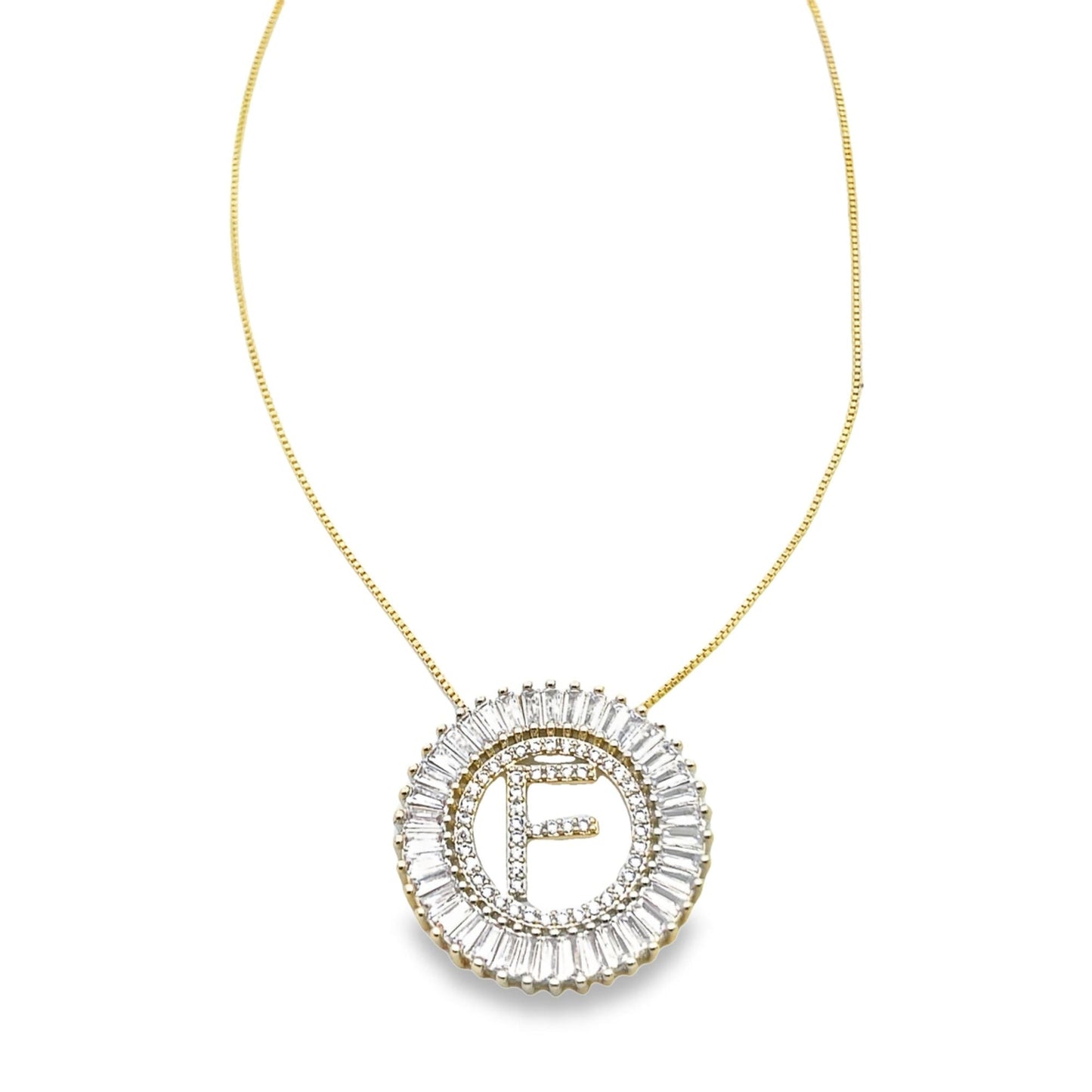 Initial Name Necklace With Multi Color CZ Cubic Zirconia Stones (G68)