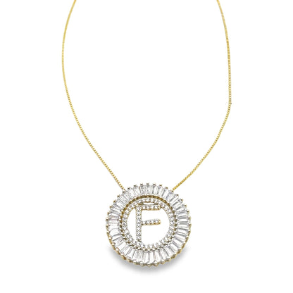 Initial Name Necklace With Multi Color CZ Cubic Zirconia Stones (G68)