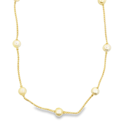 Ball Chain With 8mm Synthetic Pearls Necklace (F250)-0